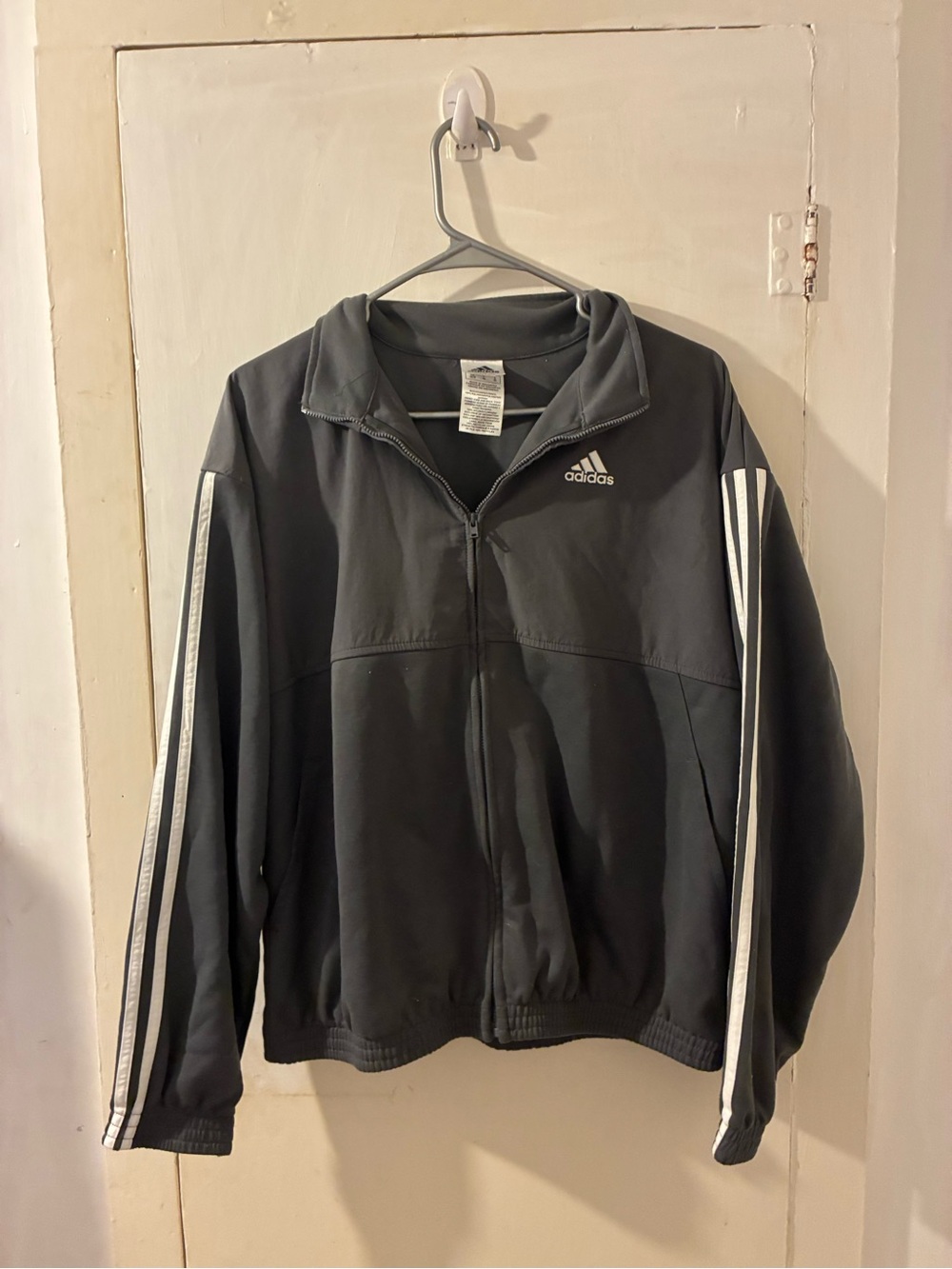 Adidas Boys Youth Iconic Full Zip Track Jacket Size Large (18/20) Gray